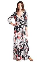 Tua USA 3/4 Sleeve Exotic Print Wrap Knit Maxi Dress (Blooming Flower Stripe, Bl - £51.90 GBP