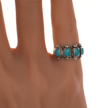 sz4.75 30&#39;s-40&#39;s Bell Trading Post Silver and turquoise row ring - £110.73 GBP