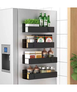 4 Pack Magnetic Spice Rack Organizer for Refrigerator Oven Black Storage... - $27.07