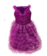 Purple Sequin Ruffle Tiered Flower Girl Special Occasion Sleeveless Dress - $95.00