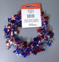 Darice Star Wire Garland 20 Ft Red Silver Blue Patriotic Americana Decoration  - £5.49 GBP