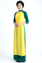 NWOT Women's Two Tone Yellow &amp; Green Vietnamese Ao Dai Size 6 - $19.99
