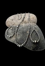 Southwestern Navajo Pearl Style Silver Tone Beaded Earrings Necklace Set - £32.06 GBP