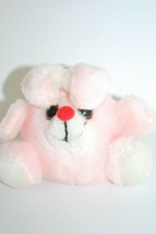 Bunny Rabbit Poly Pink White Red Nose Russ Vintage Plush Bean Bag Ball 6&quot; Toy - £8.78 GBP