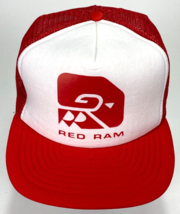 RED RAM Hat-Mesh-Snapback-Trucker Cap-Red-Vintage-Truck Part Sales - $23.38