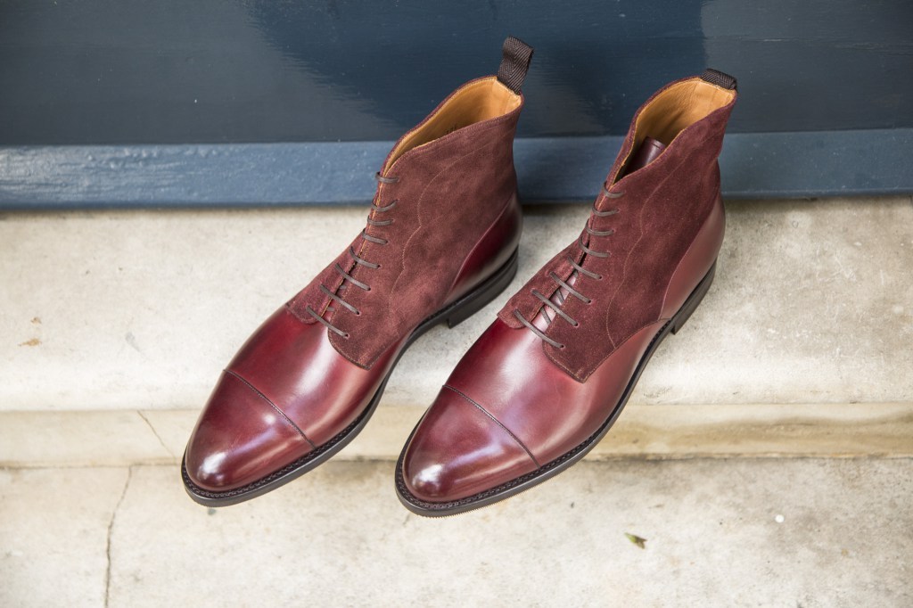 NEW Handmade Men burgundy color boots, Men suede and leather lace up boots, Men