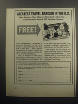 1957 Pennsylvania Department of Commerce Ad - Greatest travel bargain - £14.78 GBP