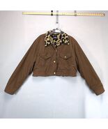 Cider Animal Print Fleece Lined Brown Corduroy Jacket Women&#39;s XL Brass B... - $39.21 CAD