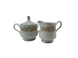 Carlion ROSEALYN Ceramic Creamer &amp; Sugar Bowl Floral Silver Trim 520 Japan - $278.37 MXN