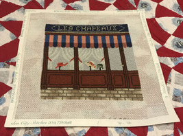 Vtg  Les Champeaux Completed Cross-Stitch 9 1/2&quot; Sq. shimmer curtains go... - £31.06 GBP