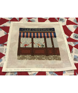 Vtg  Les Champeaux Completed Cross-Stitch 9 1/2&quot; Sq. shimmer curtains go... - $53.61 CAD