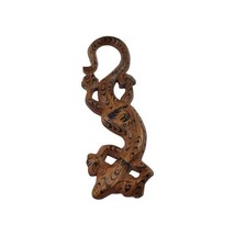 Hand Carved Gecko Lizard Painted Wooden Plaque Decoration Wall Hanging A... - $19.78