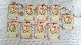 9 Pcs Primitive Bunny Fussy Cut Label Gift Vintage Linen Hang Tags #MNSD - £11.99 GBP