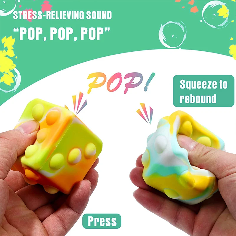 Play Stylish 3D Pop Pinch Cube Silicone Game Push Its Bubble Dice Anti-stress Ve - £23.09 GBP
