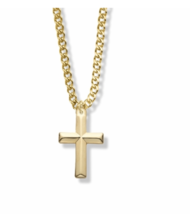 14K Gold Over Sterling Silver Cross Beveled Design Necklace &amp; Chain - £56.42 GBP
