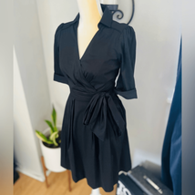 White House Black Market 3/4 Sleeve Fit &amp; Flare Shirt Dress, Black, Size 2, Nwt - £65.30 GBP