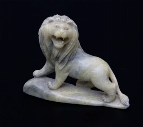 Primary image for Antique/Vintage Chinese Hand-Carved SoapStone Statuette Ferocious Lion, H 7.2 cm