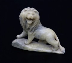 Antique/Vintage Chinese Hand-Carved SoapStone Statuette Ferocious Lion, H 7.2 cm - £68.72 GBP