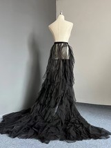 Women Black Detachable Tulle Maxi Skirt Outfit Wedding Photo Tiered Tulle Skirt 