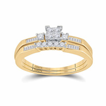 10kt Yellow Gold Princess Diamond Bridal Wedding Ring Band Set 1/3 Ctw - £325.88 GBP