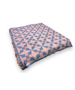 Vtg Pink Blue Glorified Nine Patch Quilt Ice Cream Cone Trim 66x70” Dist... - £123.98 GBP