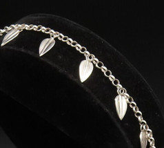 RLM STUDIO 925 Silver - Vintage Polished Leaf Charm Rolo Chain Bracelet ... - £68.76 GBP