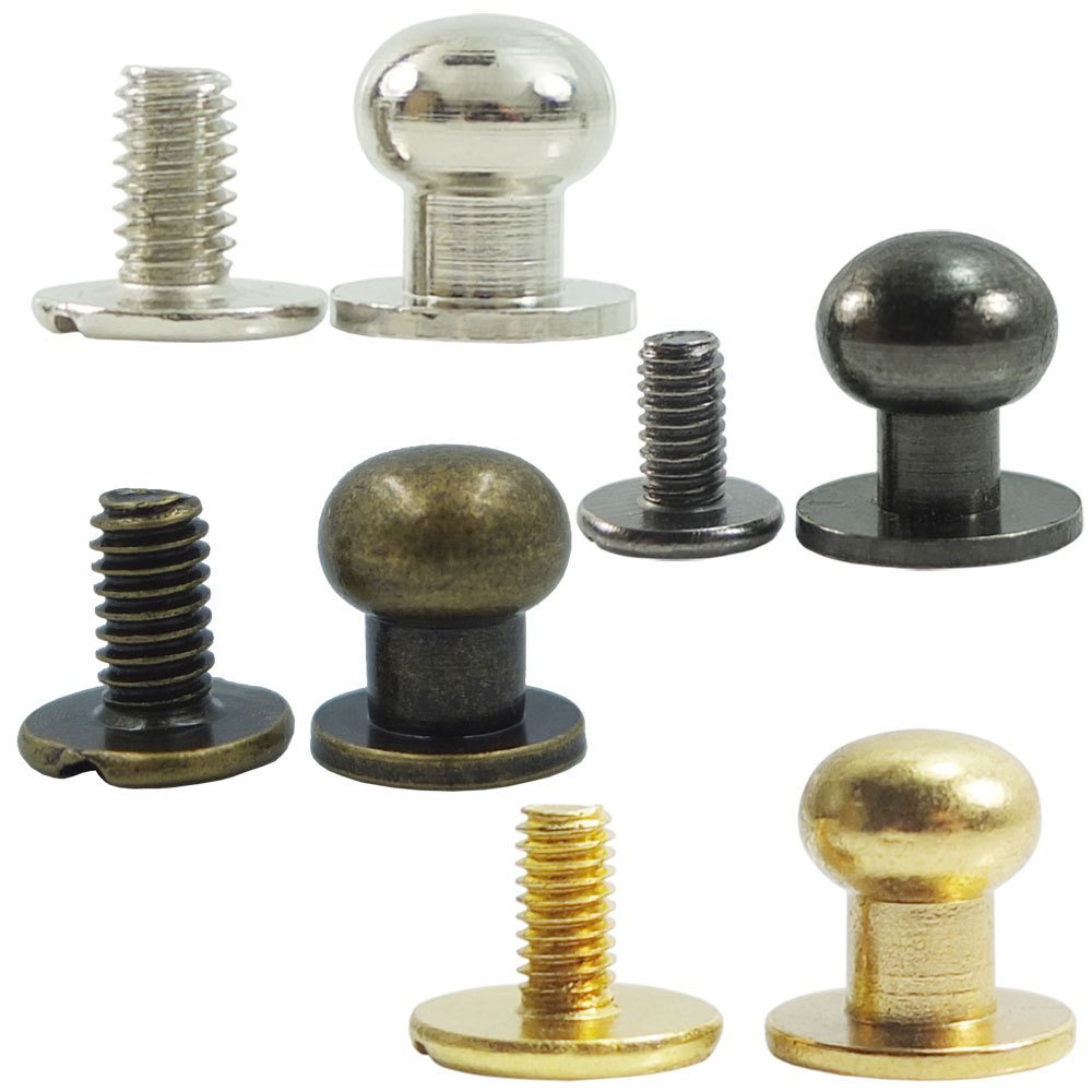 20 Sets Head Button 8mm 5/16" Brass Stud Screwback Screw Back Spots for Leather