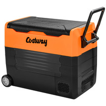 Costway Portable RV Freezer Dual Zone 58 Quarts Car Refrigerator w/ Wheel Orange - £303.49 GBP