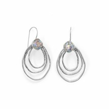 Oxidized Ancient Roman Glass Triple Lines 925 Silver Dangle Drop Wire Earrings - £249.63 GBP