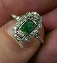 3Ct Radiant Cut Emerald Vintage Art Deco Engagement Ring 14K White Gold Finish - £95.91 GBP
