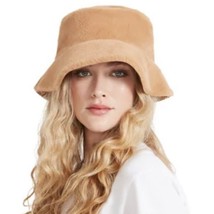 Steve Madden Reversible Faux Fur Suede Bucket Hat Tan New - £14.59 GBP