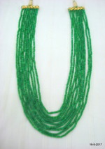 vintage green onyx gemstone faceted beads necklace strand 9 line india - £189.75 GBP