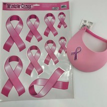Breast Cancer Visor with Decal Sets Pink Ribbon NWT Awareness Women Support - £6.84 GBP