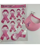 Breast Cancer Visor with Decal Sets Pink Ribbon NWT Awareness Women Support - $8.66