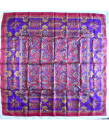 Square Scarf Purple Maroon Turquoise Red Mustard Yellow Polyester 30x30i... - £15.62 GBP