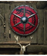 Medieval RED Ouroboros Battleworn Viking Shield - £125.46 GBP