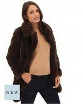 CAPSULE @ SIMPLY BE Brown Stepped Faux Fur Coat Plus UK 20 (ccc154) - £30.16 GBP