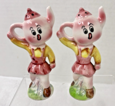 Andromorphic Teapot People Salt Pepper Shakers Yellow Pink Dresses Japan... - $29.21