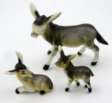 Vintage Bone China Miniature Donkey Family of Three Japan - $12.82
