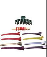 Bundle Of Hair Clips &amp; Small Ties (8 Sectioning Clips, 1 Large Claw Clip ) - $7.52