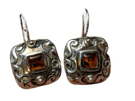 Vintage Silpada Natural Amber Southwestern Style Sterling Earrings - £47.77 GBP