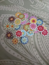 Wood flower buttons, 30 pieces  - $3.50