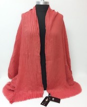 Womens Big Blanket Oversized Scarf Wrap Shawl Crinkle Oblong W/Self Fringes Rust - £12.77 GBP