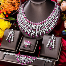 Indien Bollywood Plaqué Argent Collier Boucles Bracelet Bague Cz Parure ... - $284.99