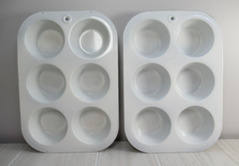 Chilton ware vintage white coated aluminum muffin pans #606 6 each 12 mu... - £7.87 GBP