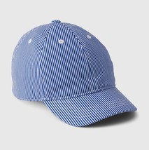 New Gap Kids Blue Striped Denim Cotton Hat Patch Baseball Cap S/M M/L - £11.19 GBP