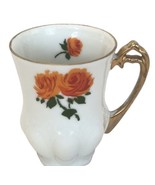 Royal Crown Teacup 3” Orange Roses Inside &amp; Out Gold Handle Decorative C... - £16.11 GBP