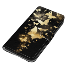 Anymob Samsung Case Black Golden Butterfly Painted Magnetic Flip Leather... - £22.76 GBP