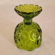 Vintage LE Smith Green Glass Moon &amp; Stars Footed Candy Compote/Dish 5 1/... - $19.79