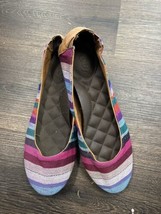 Reef Shoes Rainbow Striped Ballet Flats 8 Womens boho Slip On Comfort Canvas - £22.35 GBP